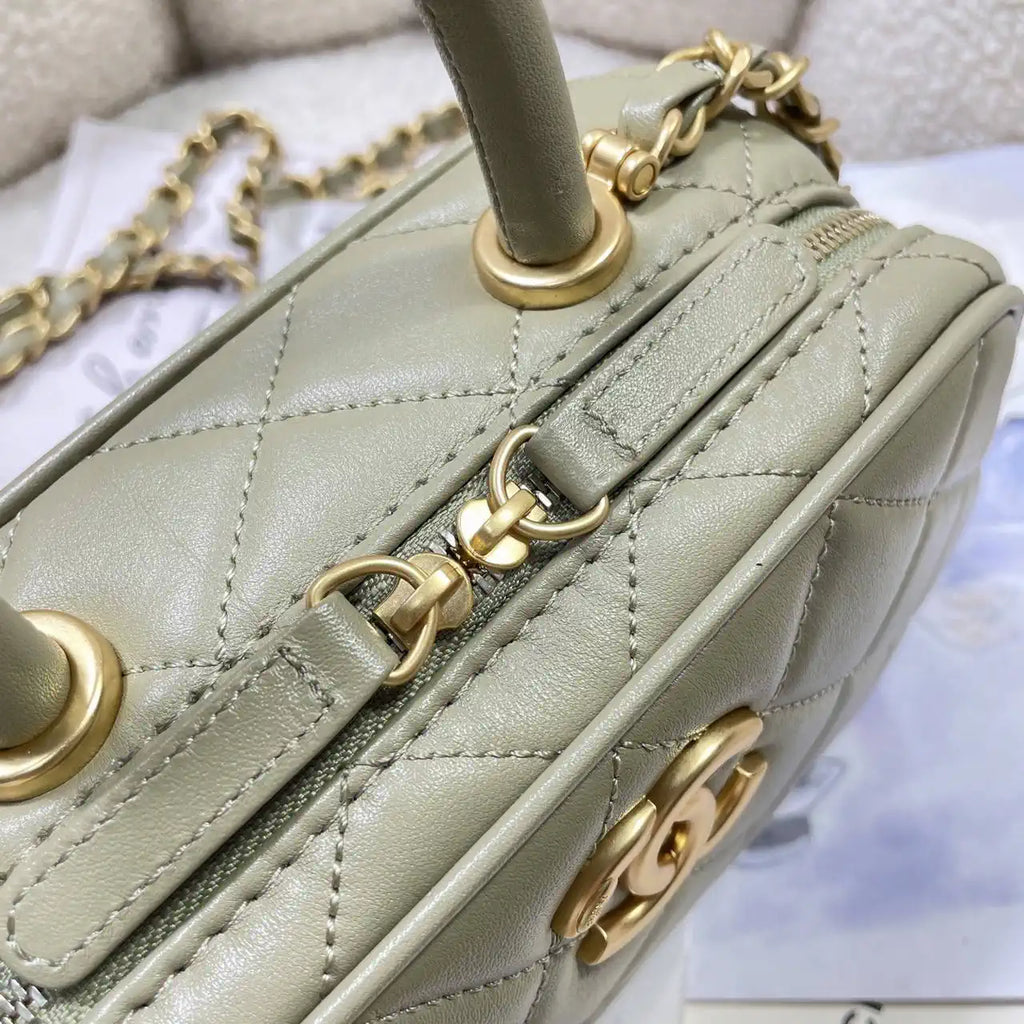 Chanel Mini Bowling Bag Calfskin & Gold-Tone Metal AS5572 Green
