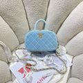 Chanel Mini Bowling Bag Suede & Gold-Tone Metal AS5572 Lake Blue