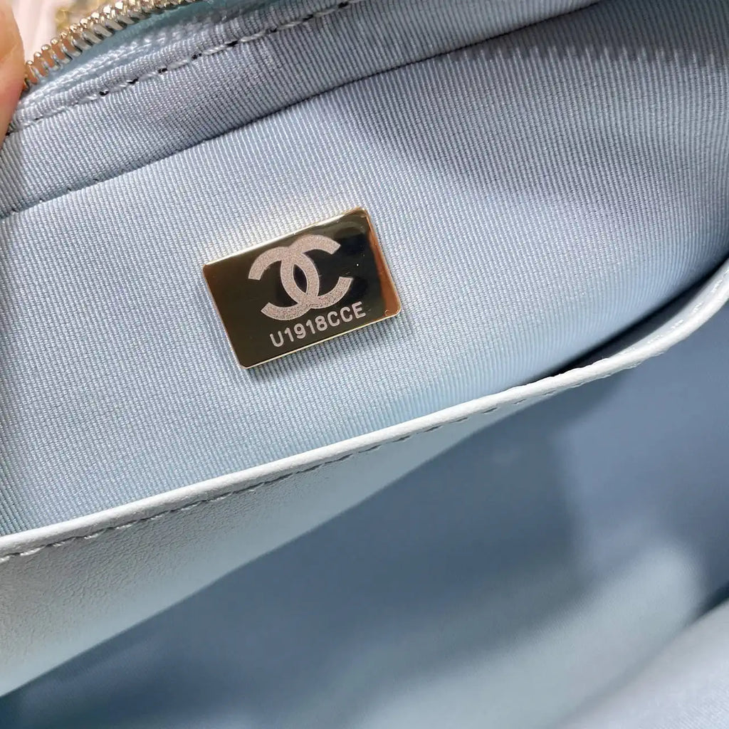Chanel Mini Bowling Bag Suede & Gold-Tone Metal AS5572 Lake Blue