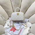 Chanel Mini Bowling Bag Calfskin & Gold-Tone Metal AS5572 White