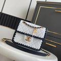 Chanel Mini Flap Bag Lambskin Braided Calfskin & Gold-Tone Metal AS2495 White - Default Title - View 1