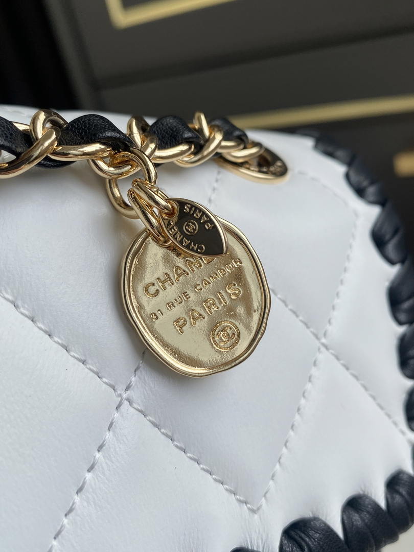 Chanel Mini Flap Bag Lambskin Braided Calfskin & Gold-Tone Metal AS2495 White