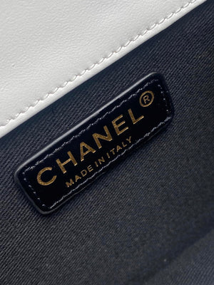 Chanel Mini Flap Bag Lambskin Braided Calfskin & Gold-Tone Metal AS2495 White - Default Title - View 9