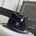 Chanel Mini Flap Bag Lambskin Braided Calfskin & Gold-Tone Metal AS2495 Black - Default Title - View 1