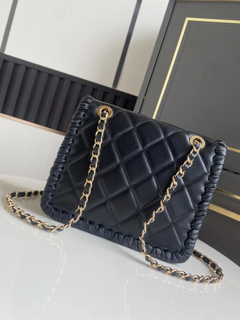 Chanel Mini Flap Bag Lambskin Braided Calfskin & Gold-Tone Metal AS2495 Black