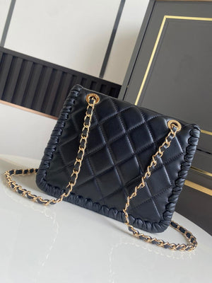 Chanel Mini Flap Bag Lambskin Braided Calfskin & Gold-Tone Metal AS2495 Black - Default Title - View 3
