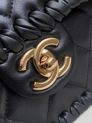 Chanel Mini Flap Bag Lambskin Braided Calfskin & Gold-Tone Metal AS2495 Black - Default Title - View 4