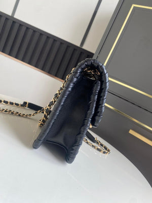 Chanel Mini Flap Bag Lambskin Braided Calfskin & Gold-Tone Metal AS2495 Black - Default Title - View 6