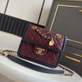 Chanel Mini Flap Bag Lambskin Braided Calfskin & Gold-Tone Metal AS2495 Wine red - Default Title - View 1
