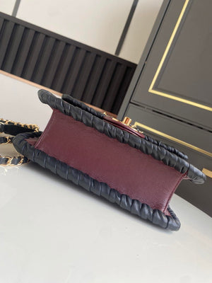 Chanel Mini Flap Bag Lambskin Braided Calfskin & Gold-Tone Metal AS2495 Wine red - Default Title - View 6