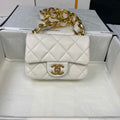 Chanel Mini Flap Bag Lambskin Gold-Tone Metal AS3213 White - Default Title - View 1