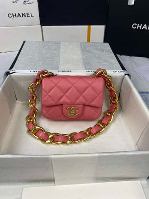 Chanel Mini Flap Bag Lambskin Gold-Tone Metal AS3213 Pink - Default Title - View 1