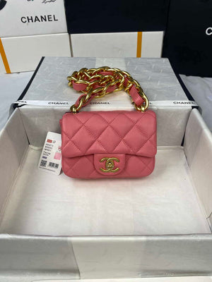 Chanel Mini Flap Bag Lambskin Gold-Tone Metal AS3213 Pink - Default Title - View 2