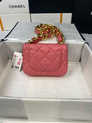 Chanel Mini Flap Bag Lambskin Gold-Tone Metal AS3213 Pink - Default Title - View 3