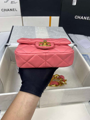 Chanel Mini Flap Bag Lambskin Gold-Tone Metal AS3213 Pink - Default Title - View 6