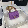Chanel Mini Flap Bag Lambskin Gold-Tone Metal AS3213 Purple - Default Title - View 1