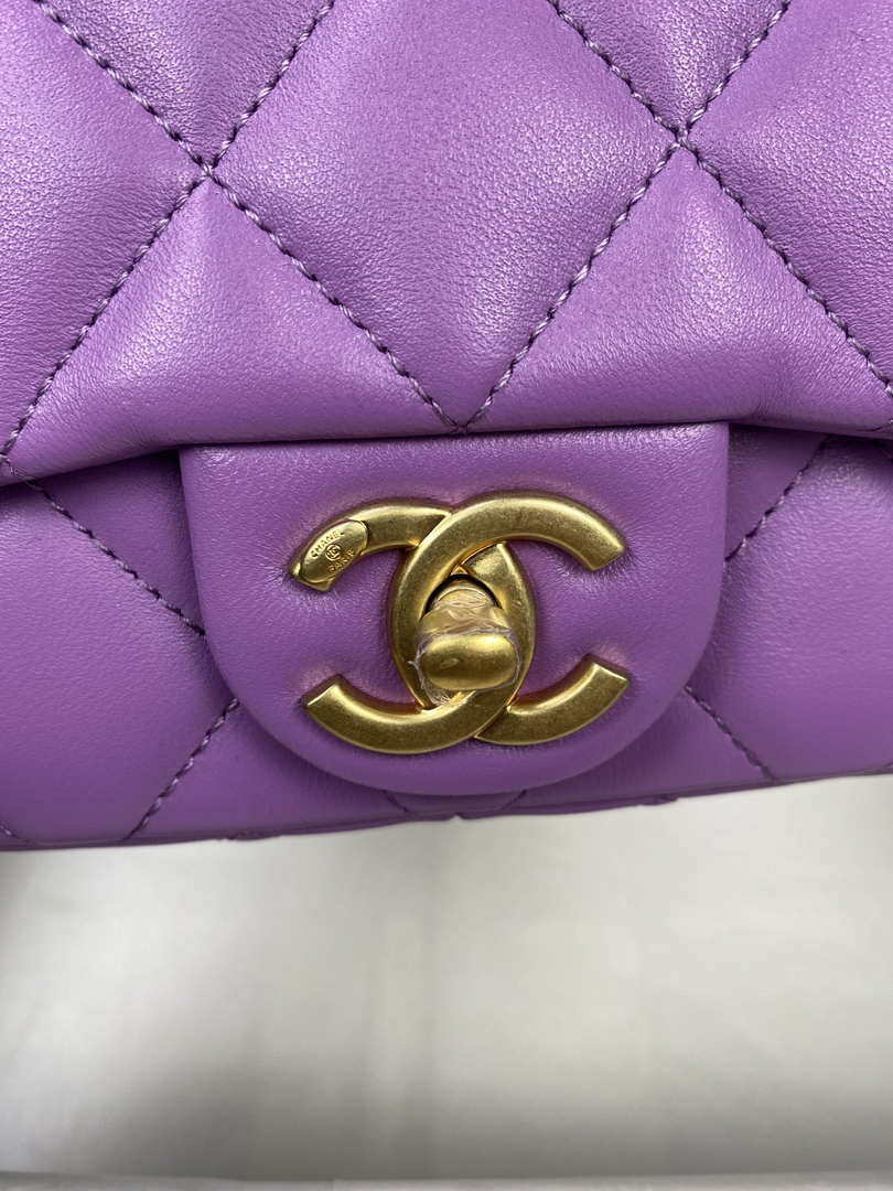 Chanel Mini Flap Bag Lambskin Gold-Tone Metal AS3213 Purple - Default Title - View 5