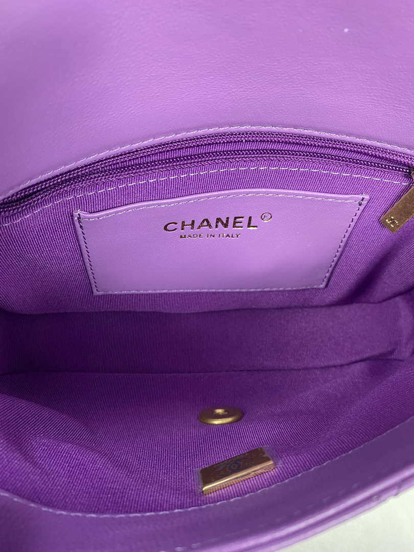Chanel Mini Flap Bag Lambskin Gold-Tone Metal AS3213 Purple