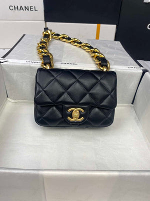 Chanel Mini Flap Bag Lambskin Gold-Tone Metal AS3213 Black - Default Title - View 1
