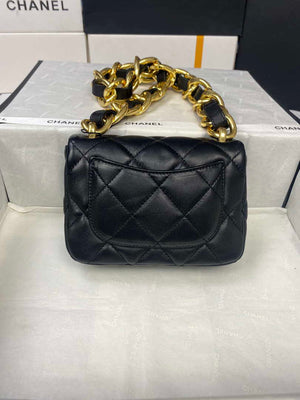 Chanel Mini Flap Bag Lambskin Gold-Tone Metal AS3213 Black - Default Title - View 3
