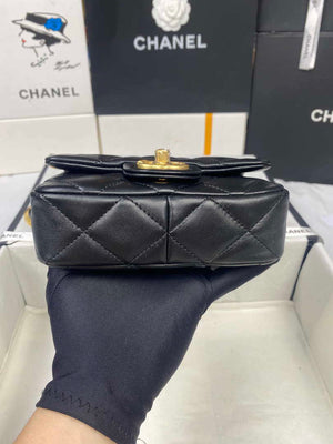 Chanel Mini Flap Bag Lambskin Gold-Tone Metal AS3213 Black - Default Title - View 5