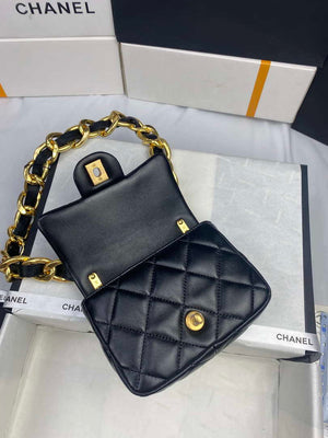 Chanel Mini Flap Bag Lambskin Gold-Tone Metal AS3213 Black - Default Title - View 6