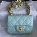 Chanel Mini Flap Bag Lambskin Gold-Tone Metal AS3213 Blue - Default Title - View 1