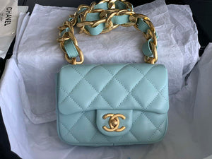 Chanel Mini Flap Bag Lambskin Gold-Tone Metal AS3213 Blue - Default Title - View 1