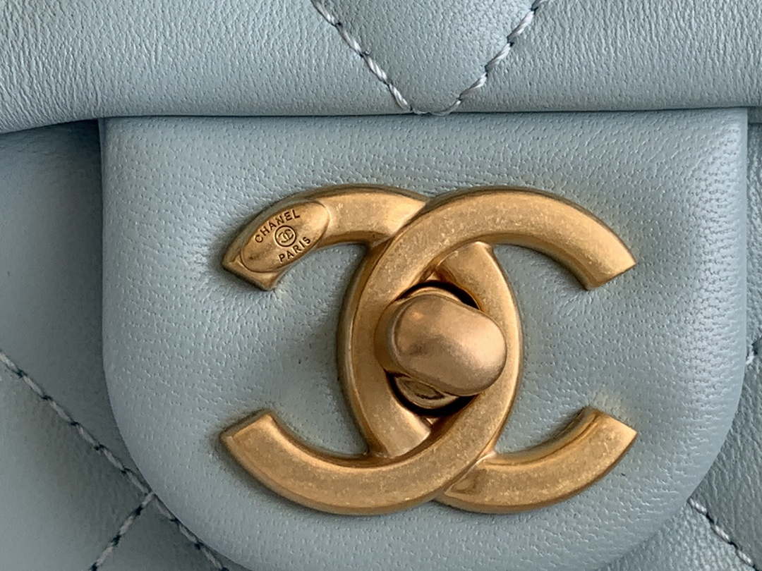 Chanel Mini Flap Bag Lambskin Gold-Tone Metal AS3213 Blue - Default Title - View 2