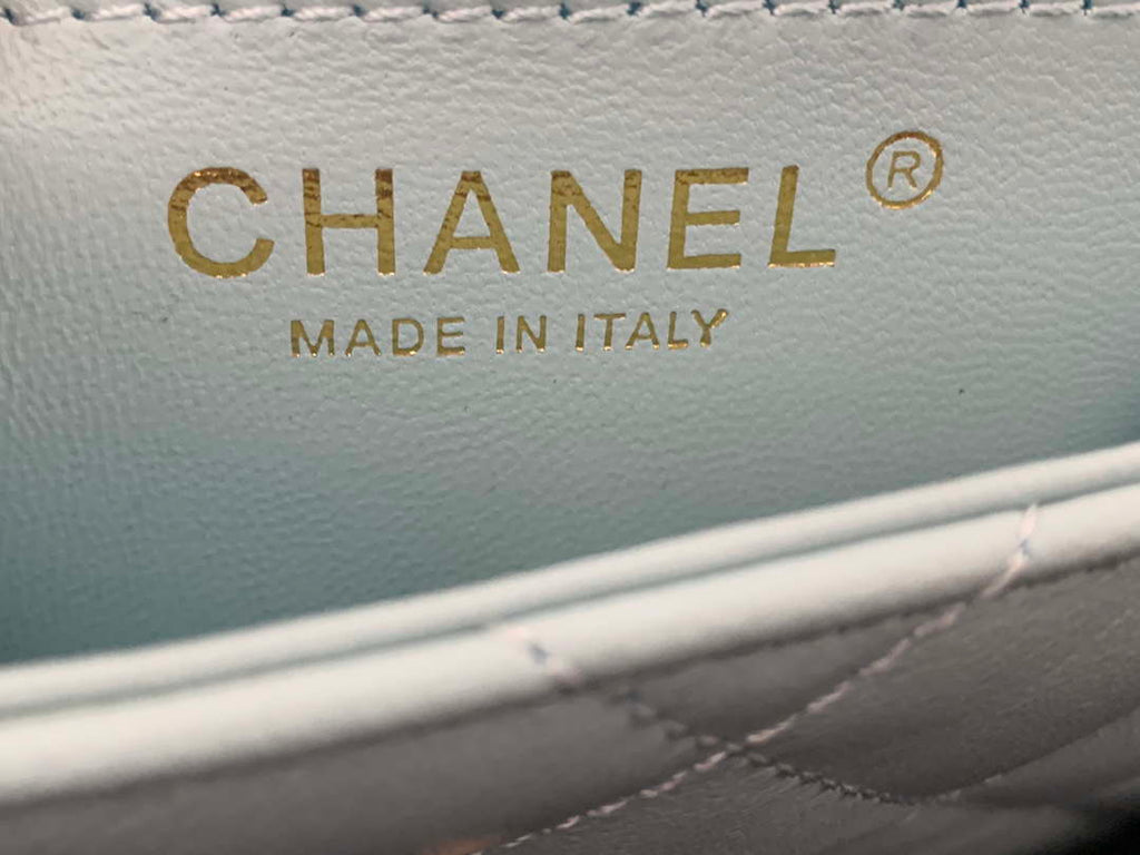 Chanel Mini Flap Bag Lambskin Gold-Tone Metal AS3213 Blue
