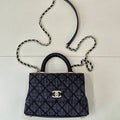 Chanel mini flap bag with top handle AS2215 black Canvas