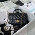 Chanel Mini flap Lambskin bag with top handle AS2431 Black gold - Default Title - View 1