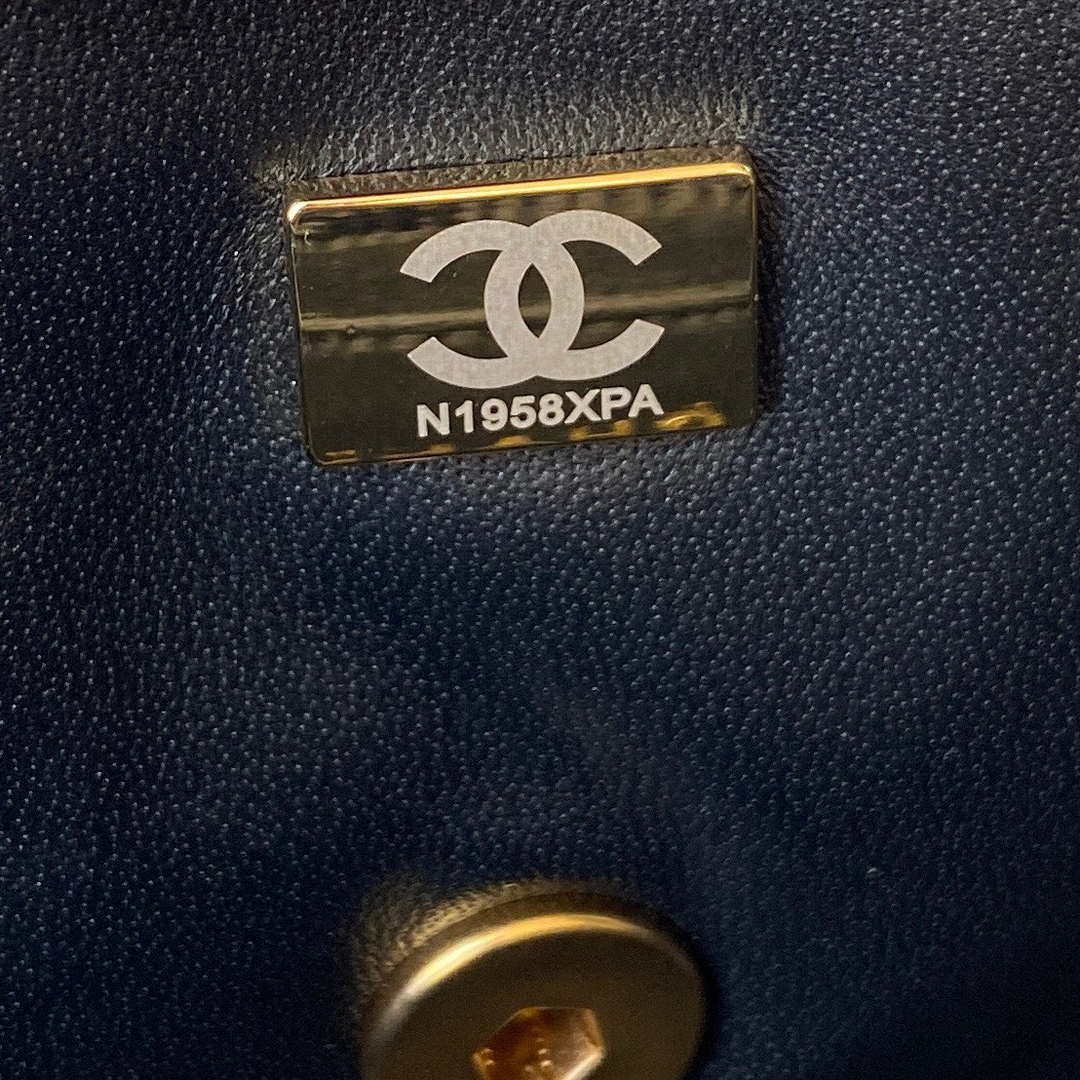 Chanel Mini flap Lambskin bag with top handle AS2431 Black gold - Default Title - View 8