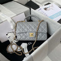 Chanel Mini flap Lambskin bag with top handle AS2431 Gray gold - Default Title - View 1