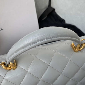 Chanel Mini flap Lambskin bag with top handle AS2431 Gray gold - Default Title - View 4