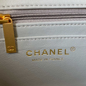 Chanel Mini flap Lambskin bag with top handle AS2431 Gray gold - Default Title - View 8