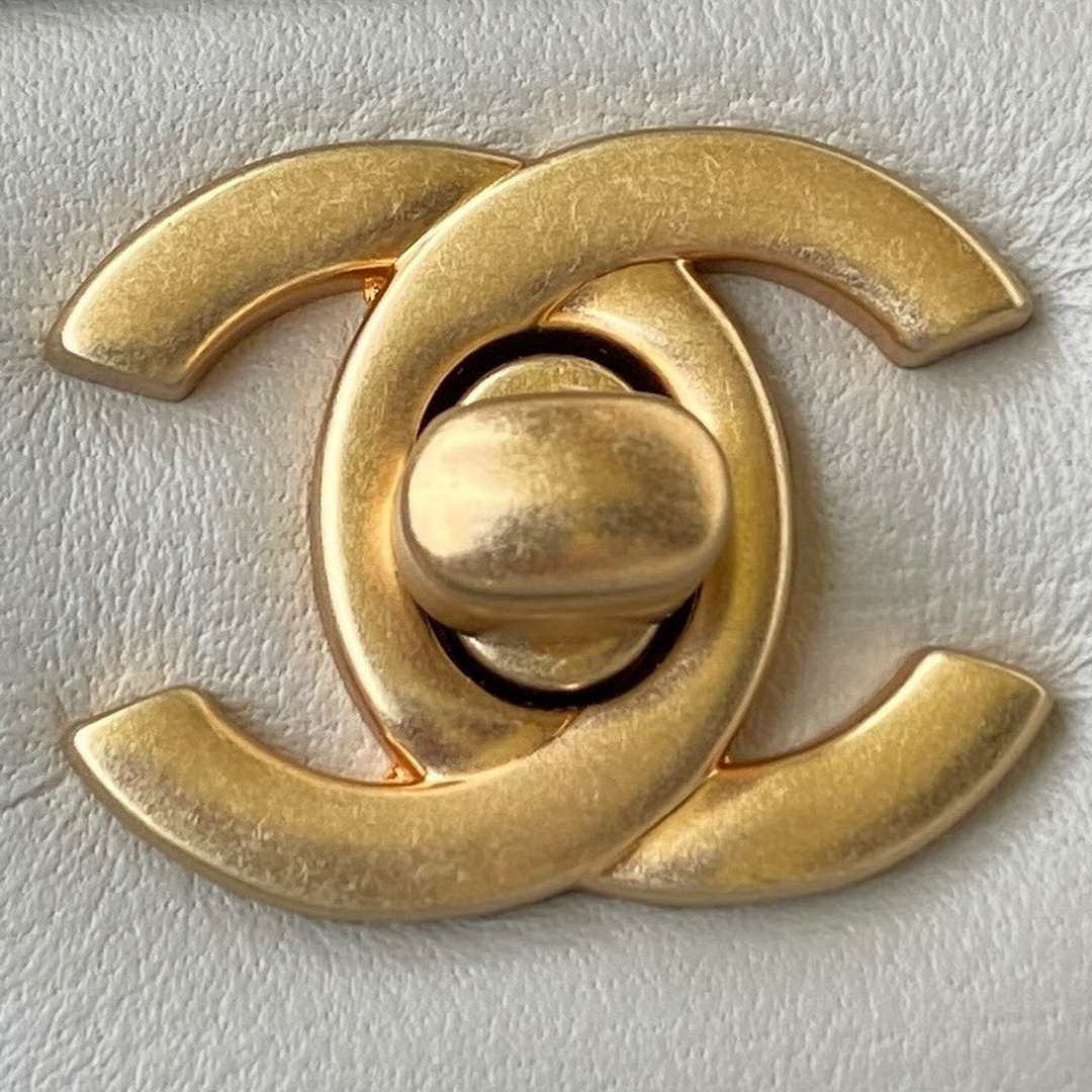Chanel Mini flap Lambskin bag with top handle AS2431 Light Green Gold