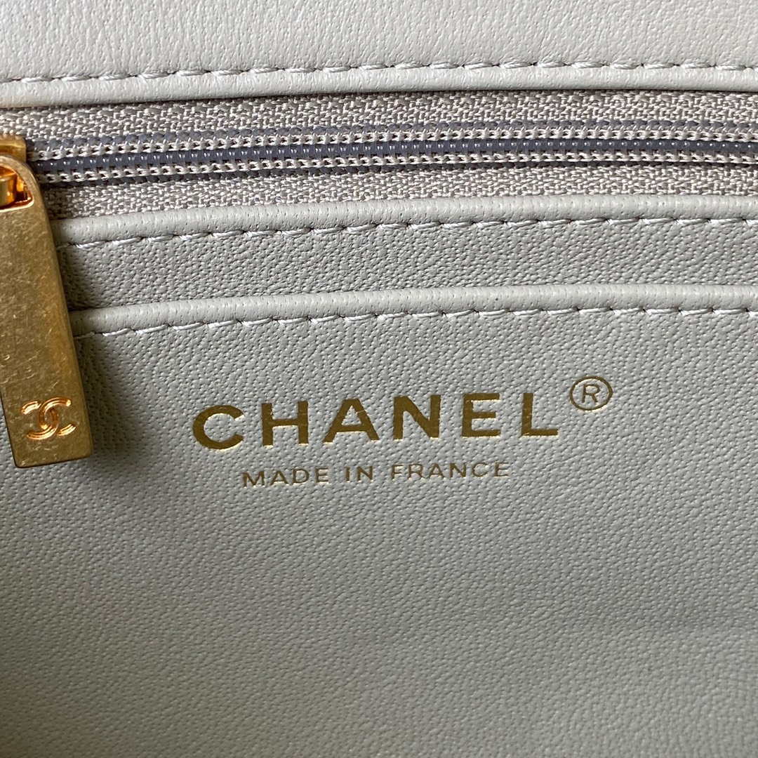 Chanel Mini flap Lambskin bag with top handle AS2431 Light Green Gold - Default Title - View 8