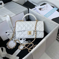 Chanel Mini flap Lambskin bag with top handle AS2431 White gold