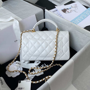 Chanel Mini flap Lambskin bag with top handle AS2431 White gold - Default Title - View 2
