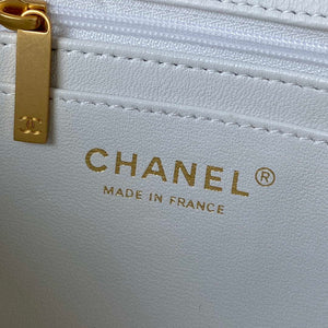 Chanel Mini flap Lambskin bag with top handle AS2431 White gold - Default Title - View 8