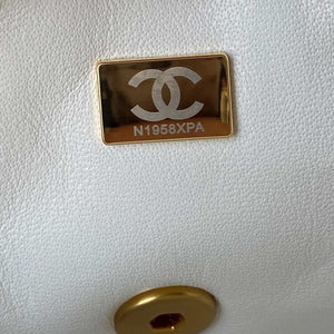 Chanel Mini flap Lambskin bag with top handle AS2431 White gold - Default Title - View 9