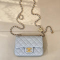 Chanel Mini Flap Shiny Lambskin & Gold-Tone Metal AS5758 Light Blue