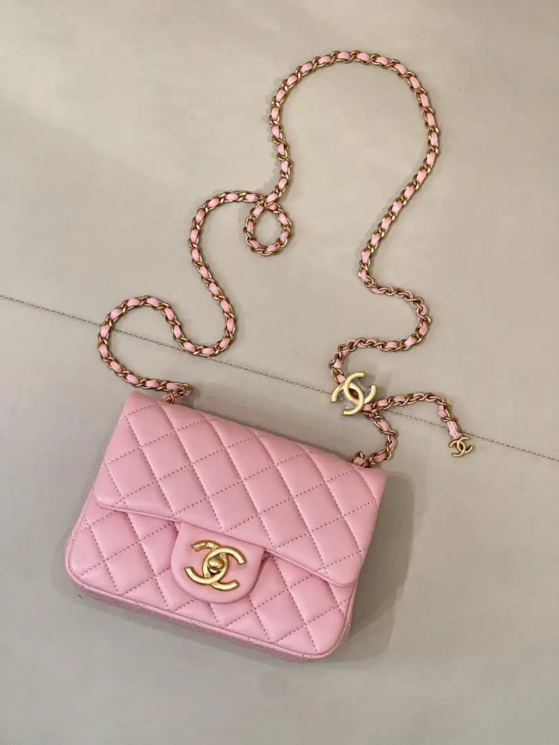 Chanel Mini Flap Shiny Lambskin & Gold-Tone Metal AS5758 Pink