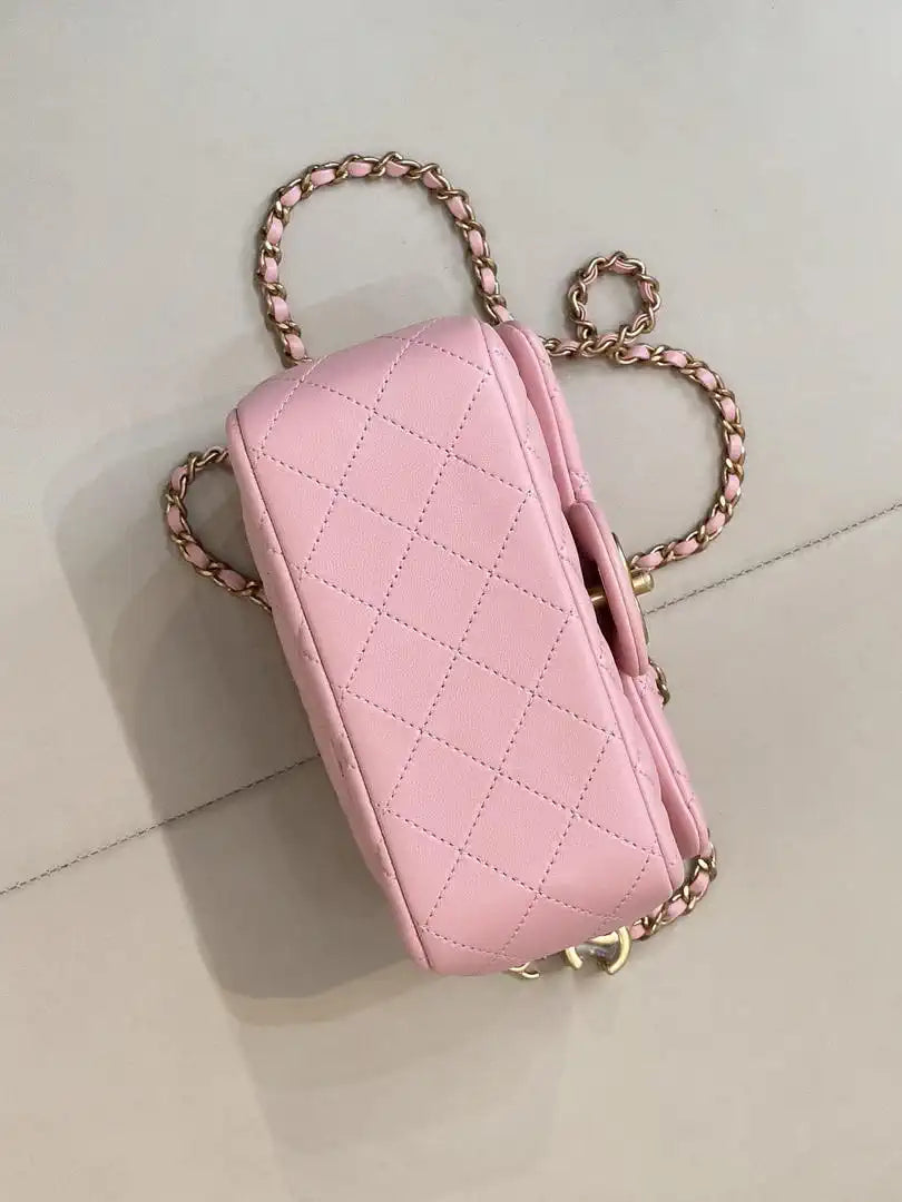 Chanel Mini Flap Shiny Lambskin & Gold-Tone Metal AS5758 Pink