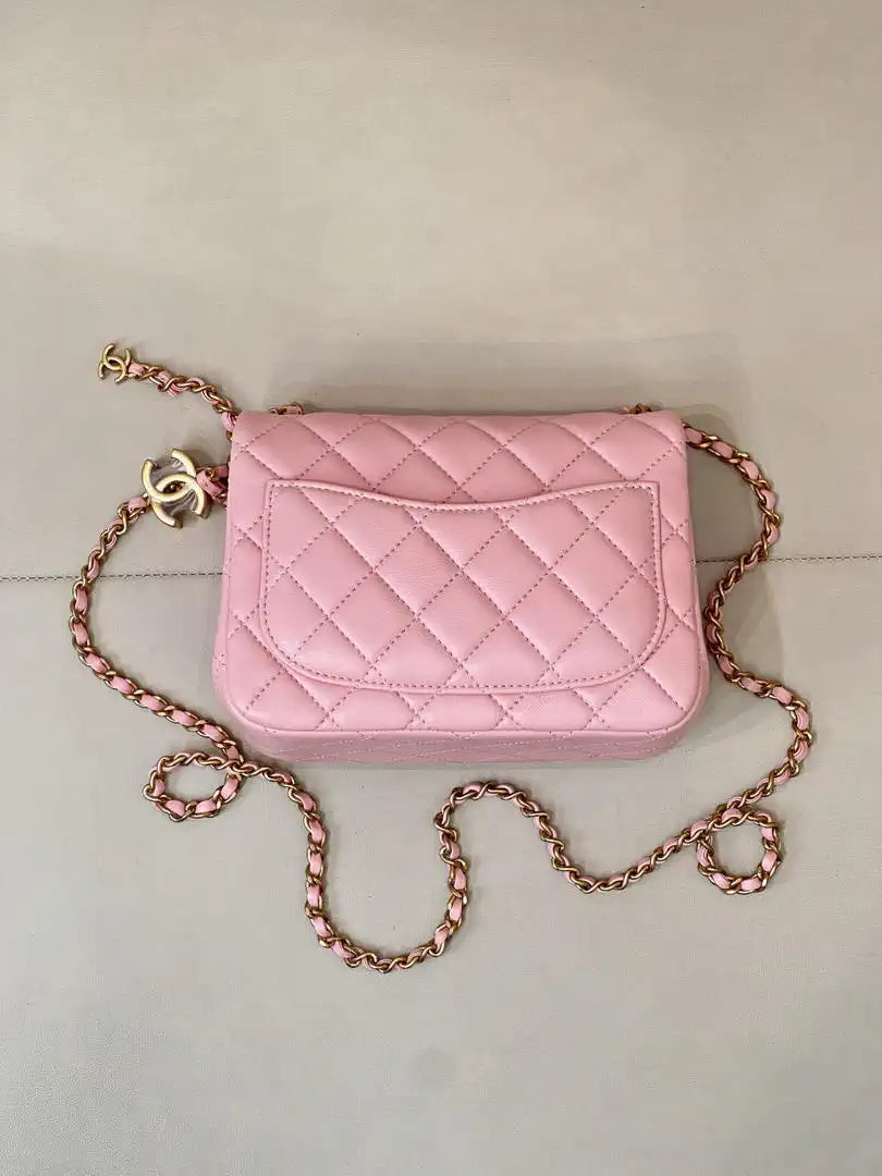 Chanel Mini Flap Shiny Lambskin & Gold-Tone Metal AS5758 Pink