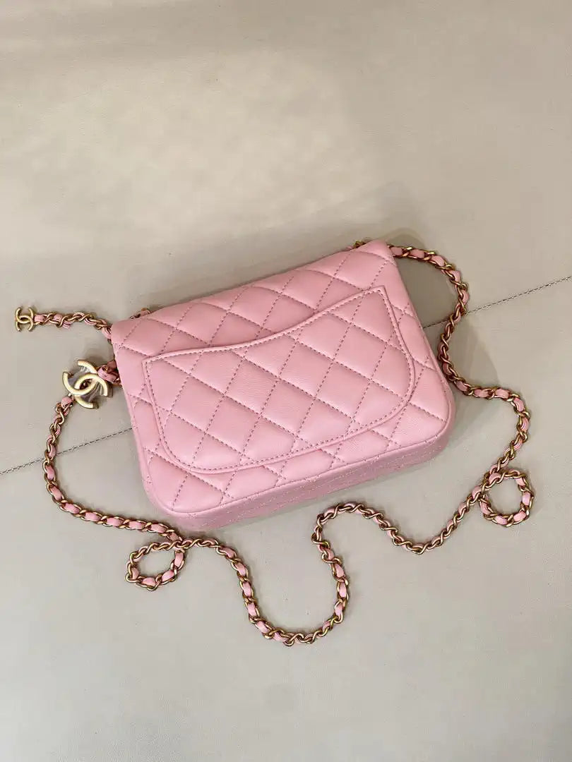 Chanel Mini Flap Shiny Lambskin & Gold-Tone Metal AS5758 Pink