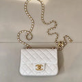 Chanel Mini Flap Shiny Lambskin & Gold-Tone Metal AS5758 White