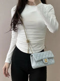 Chanel Mini Flap Shiny Lambskin & Gold-Tone Metal AS5759 Light Blue