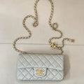 Chanel Mini Flap Shiny Lambskin & Gold-Tone Metal AS5759 Light Grey